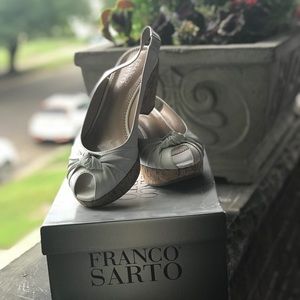 Franco Sarto slingback peep toe wedge heels
